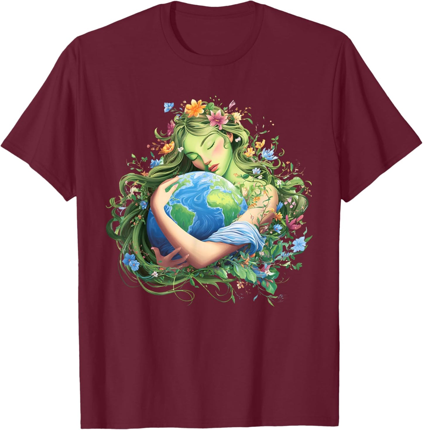 Earth Day 2026 Green Mother Nature Planet Women Girls T-Shirt - T-Shirt | Maroon
