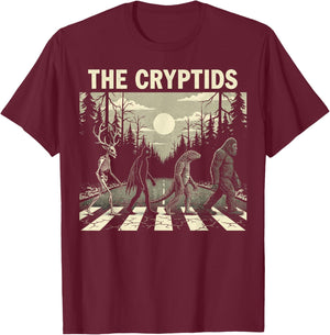 The Cryptids Funny Mythical Bigfoot Mothman Graphic T-Shirt - T-Shirt | Maroon