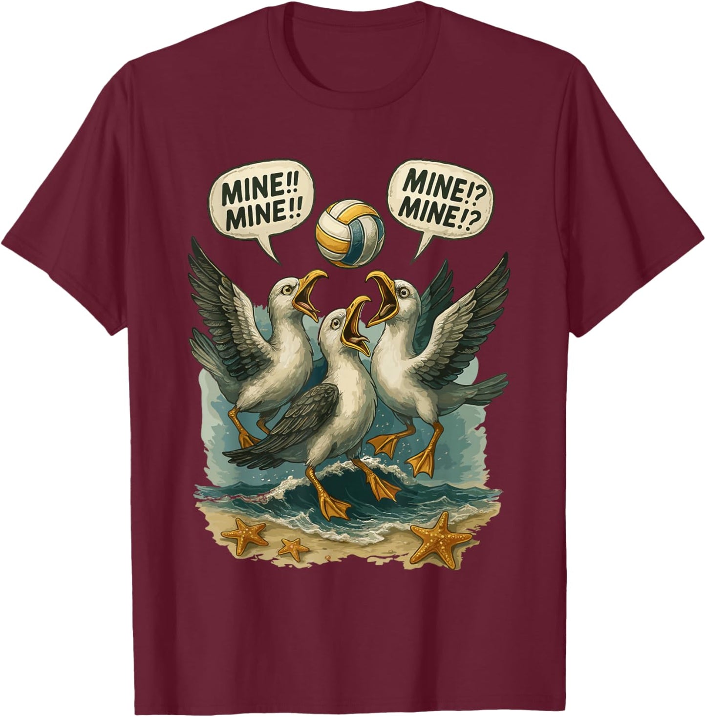 Volleyball Costume for Girls Women, Volleyball Seagull Mine T-Shirt - T-Shirt | Maroon