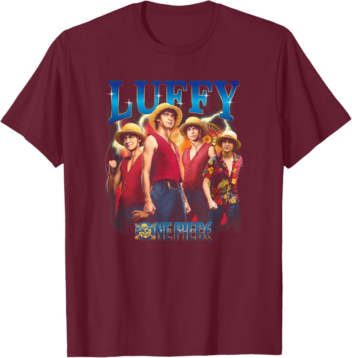 Netflix One Piece Luffy Heartthrob Officially Licensed T-Shirt - T-Shirt | Maroon