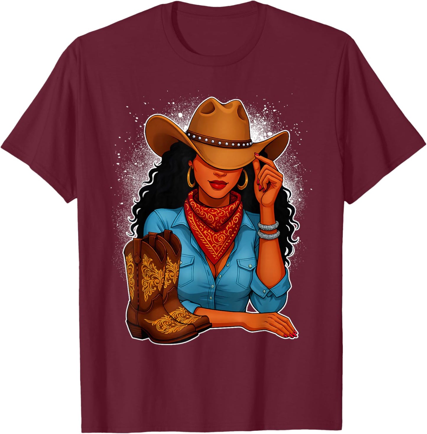 Black Cowgirl & Boots Black History Month Black Women Girls T-Shirt - T-Shirt | Maroon
