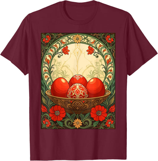 Nowruz Eggs of Renewal Persian Spring Art T-Shirt - T-Shirt | Maroon