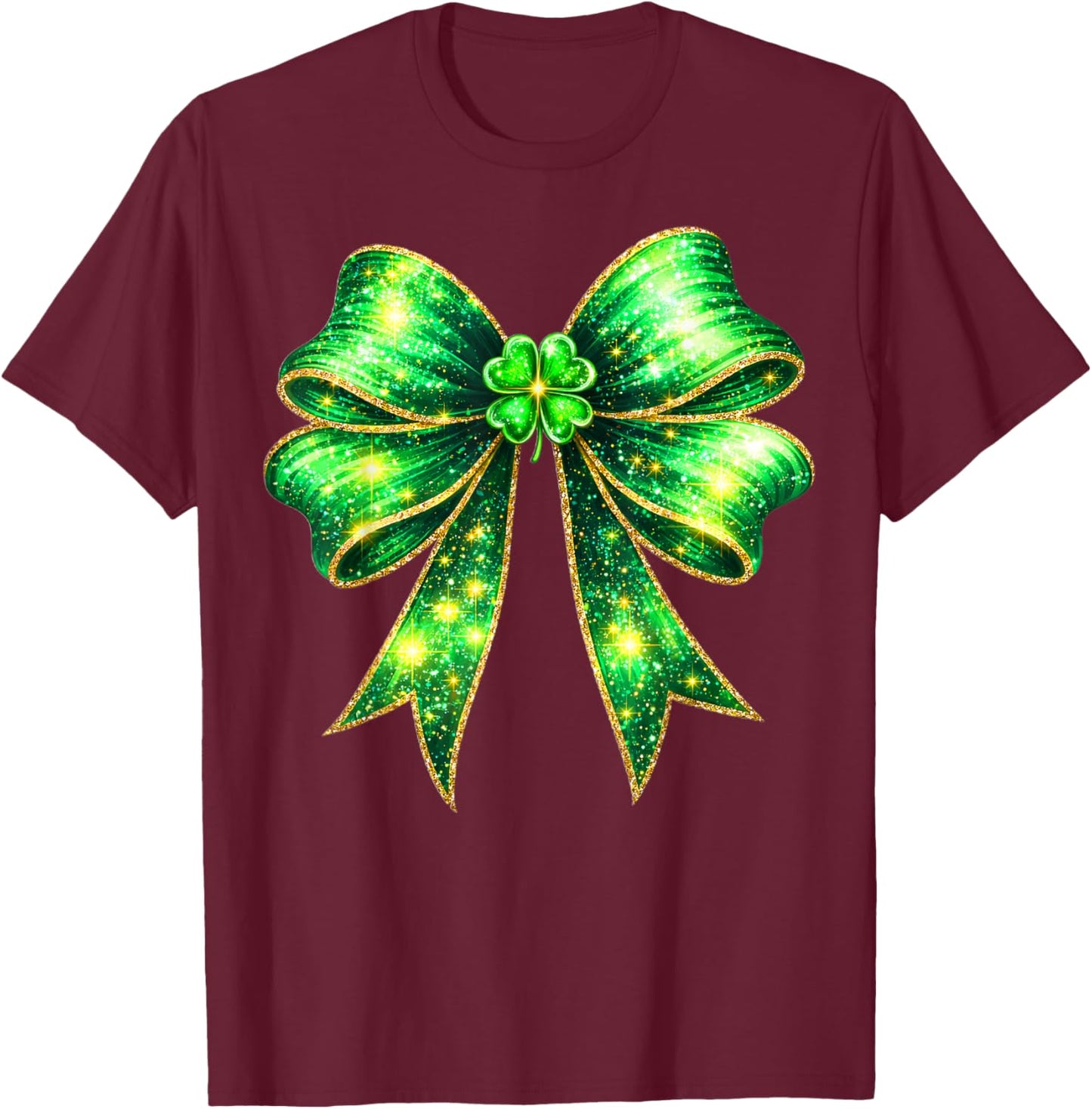 Cute Coquette Shamrock St Patricks Women Girl Kid Toddler T-Shirt - T-Shirt | Maroon