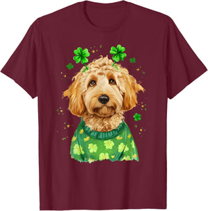Saint Patrick's Day Goldendoodle Dog Puppy Lover Boys Girl T-Shirt - T-Shirt | Maroon