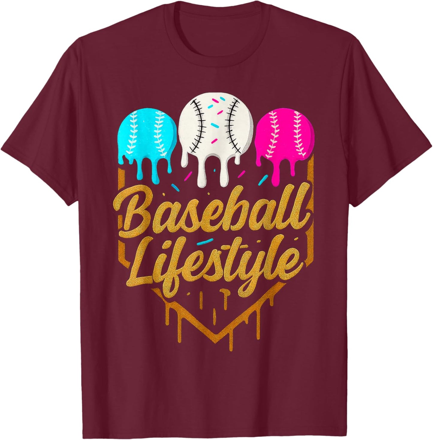 Baseball Lifestyle, Baseball Drip Icecream T-Shirt - T-Shirt | Maroon