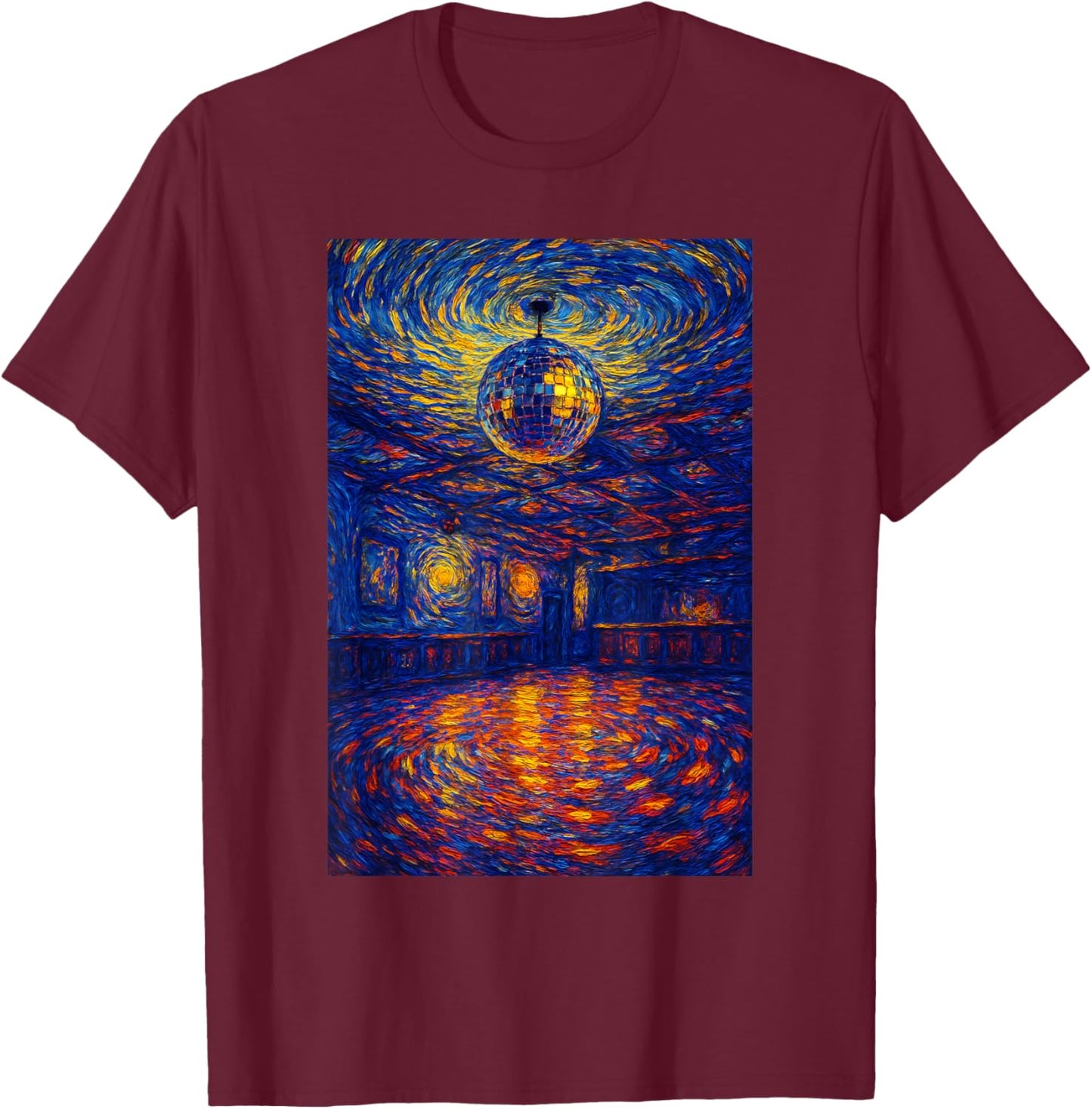 Disco Ball Van Gogh Art Student Painting Lovers Art Teacher T-Shirt - T-Shirt | Maroon