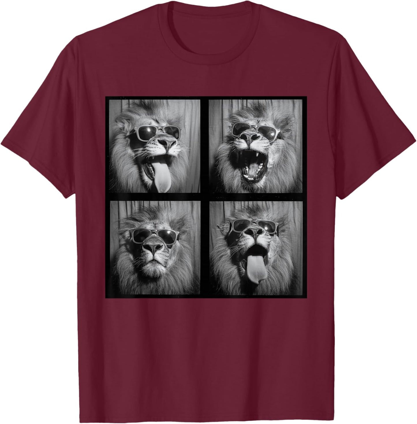 Funny Lion Sunglasses T-Shirt - T-Shirt | Maroon