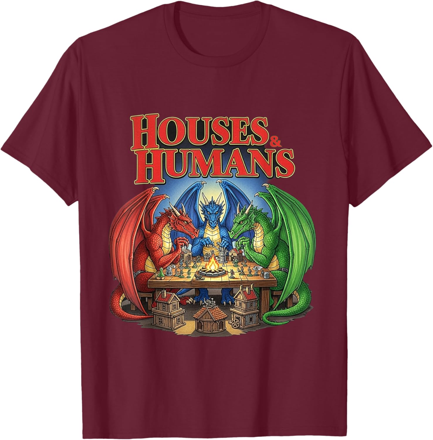Funny Houses and Humans T-Shirt - T-Shirt | Maroon