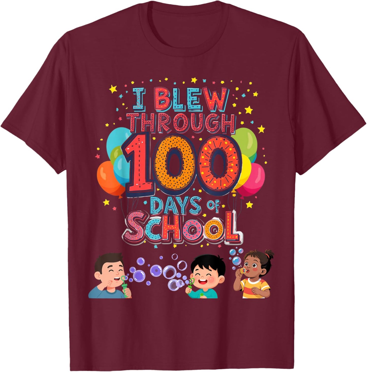 100th Day of School - Kids T-Shirt - T-Shirt | Maroon