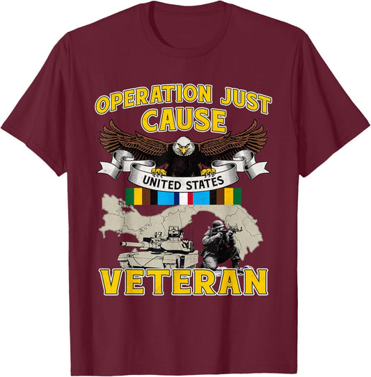 Operation Just Cause Map Panama OJC Veteran Vintage Gifts T-Shirt - T-Shirt | Maroon