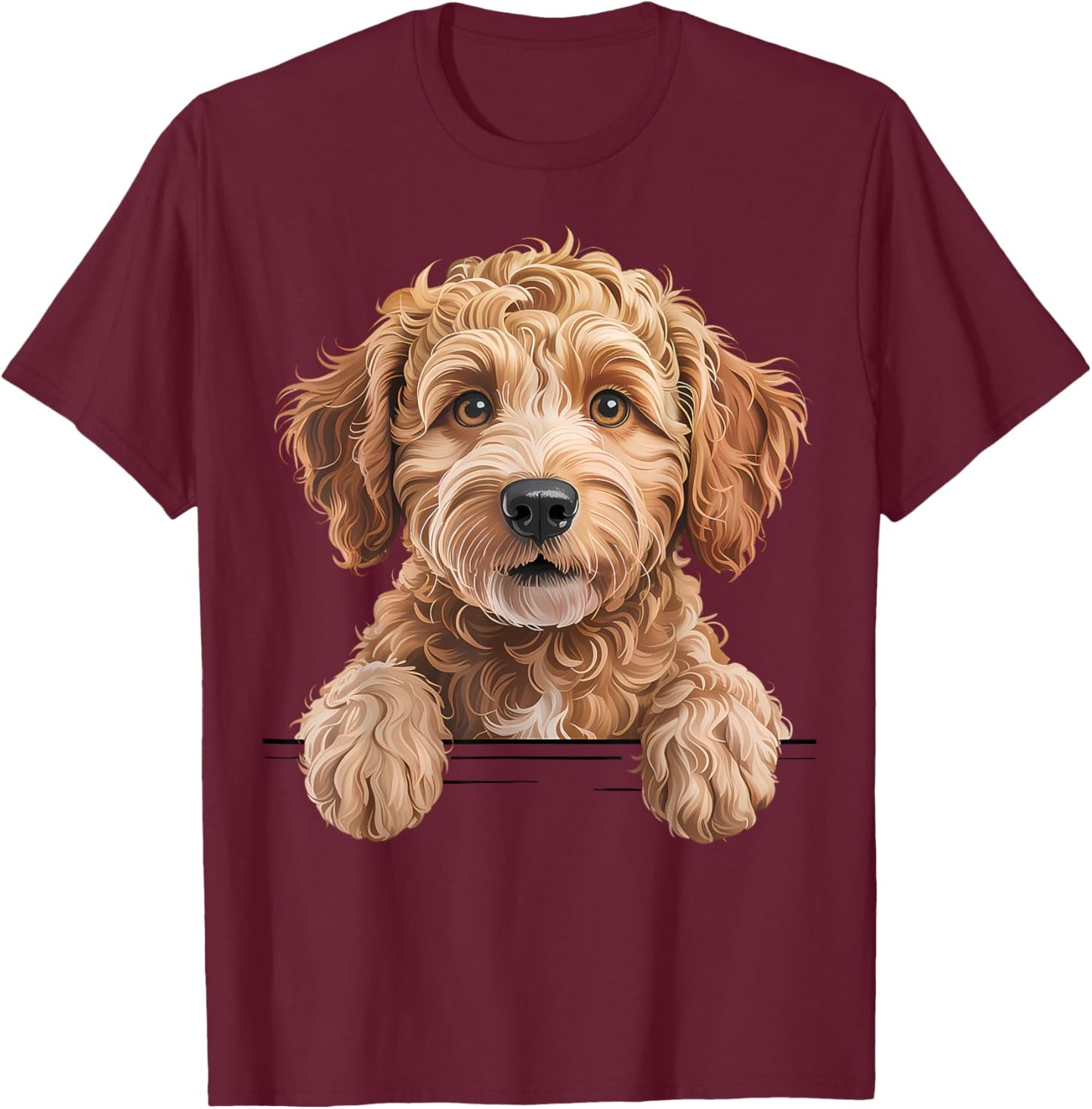 Goldendoodle Funny Peeking Golden Doodle Dog Lover T-Shirt - T-Shirt | Maroon