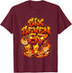 Six Seven 67 Fire Flames 6 7 Brainrot Meme Boy Kid Youth 6-7 T-Shirt - T-Shirt | Maroon