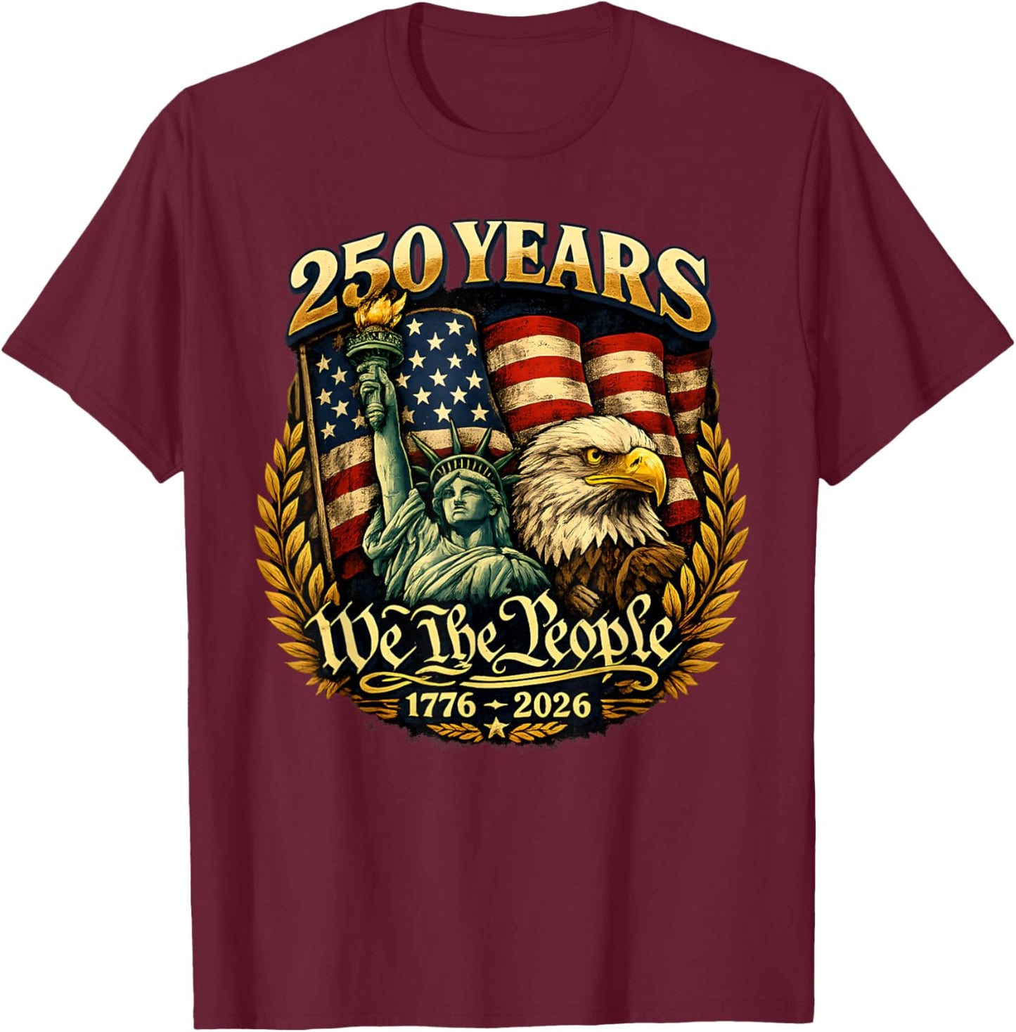 Vintage 250 Years American 1776-2026 250th Birthday USA T-Shirt - T-Shirt | Maroon