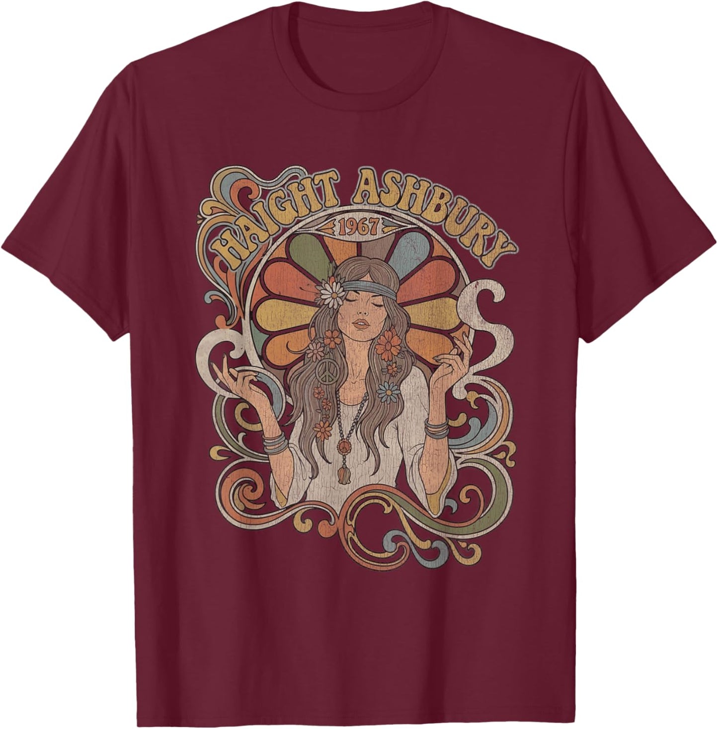 Haight Ashbury 1967 Shirt Vintage Hippie 60s Psychedelic T-Shirt - T-Shirt | Maroon