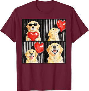 Funny Golden Retriever Photobooth Dog Lover Valentines T-Shirt - T-Shirt | Maroon