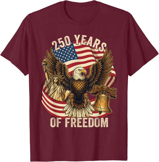 250 Years American 1776-2026 250th Birthday 250th USA T-Shirt - T-Shirt | Maroon