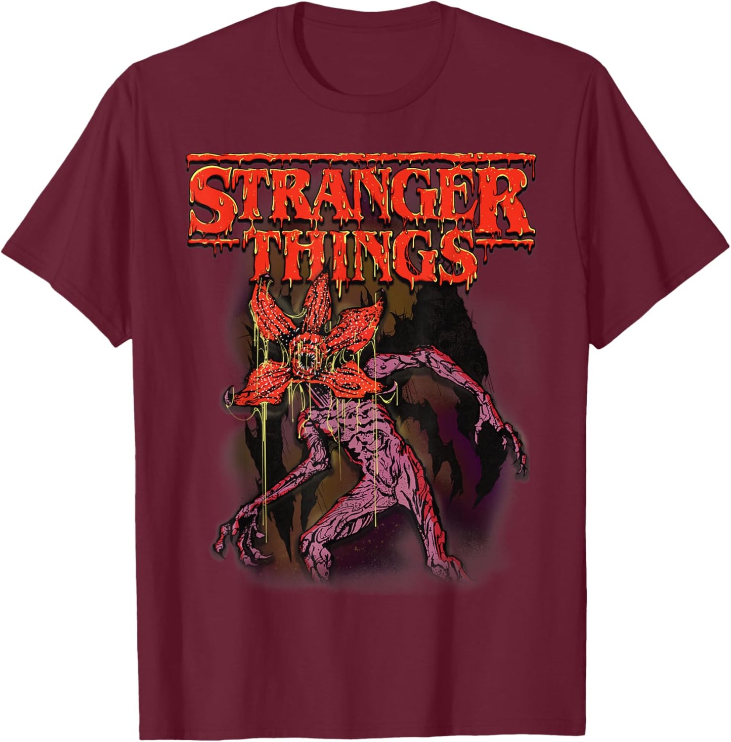 Stranger Things Demogorgon Monster Retro 80s Horror T-Shirt - T-Shirt | Maroon