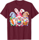 Easter Cute Gnomes Bunny Ears Egg Hunt Women Girls T-Shirt - T-Shirt | Maroon