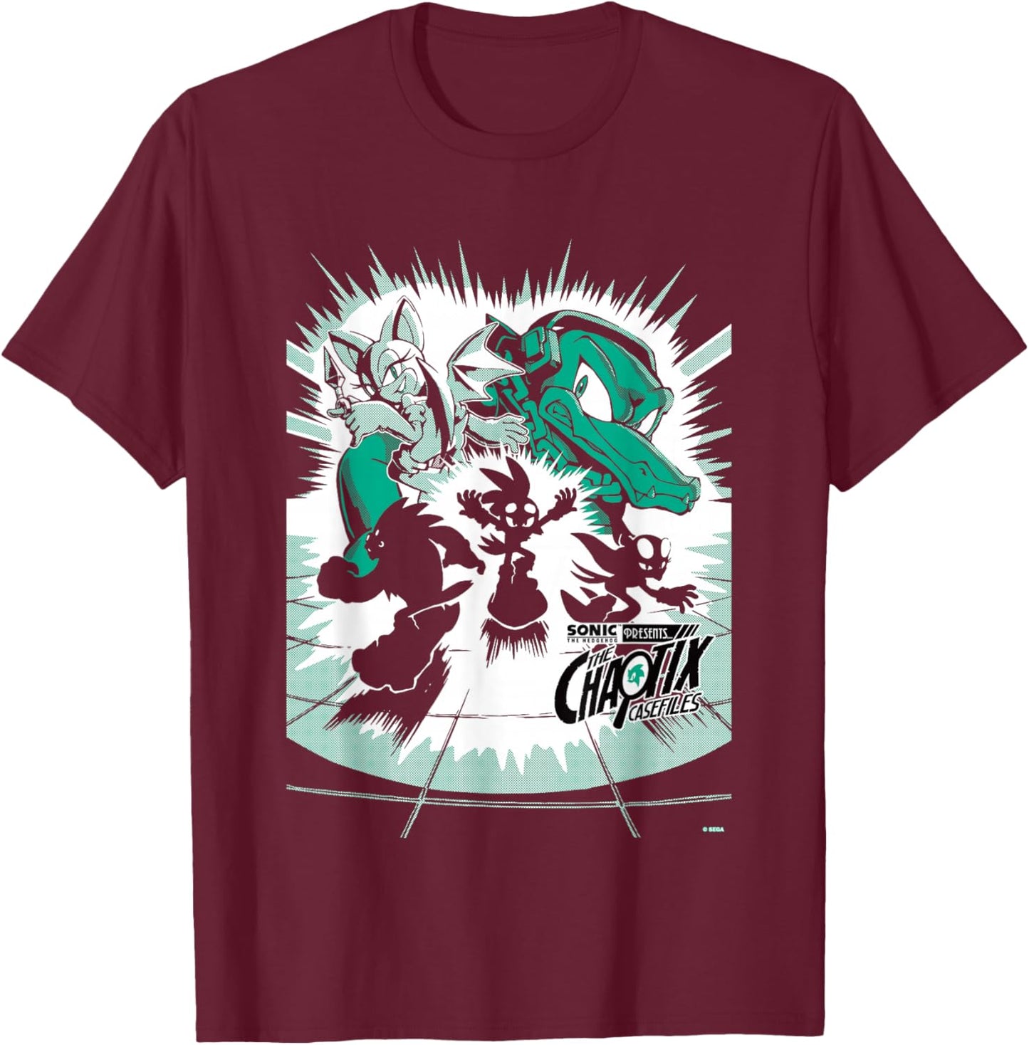 Sonic The Hedgehog Chaotix Casefiles Episode 2 T-Shirt - T-Shirt | Maroon