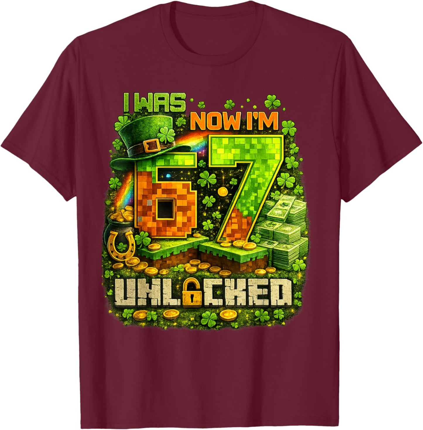 Funny Meme Six Seven 67 Bruh Video Game Gifts for Boys Kids T-Shirt - T-Shirt | Maroon