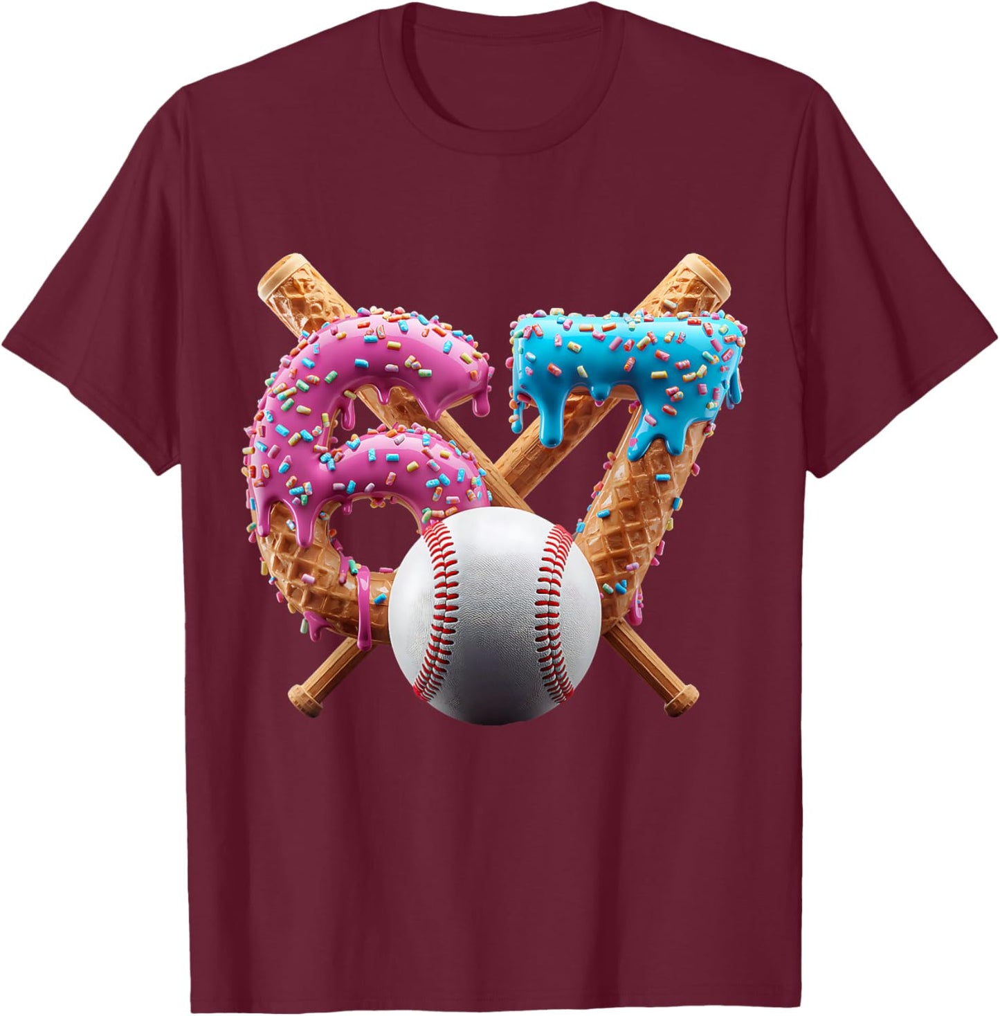 67 Baseball Ice Cream Drip Kids Youth T-Shirt - T-Shirt | Maroon