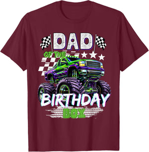 Dad of The Birthday Boy Monster Truck Family Matching T-Shirt - T-Shirt | Maroon