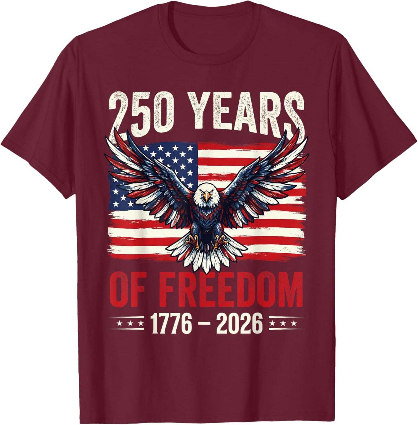 Vintage 250 Years American 1776-2026 250th Birthday USA T-Shirt - T-Shirt | Maroon