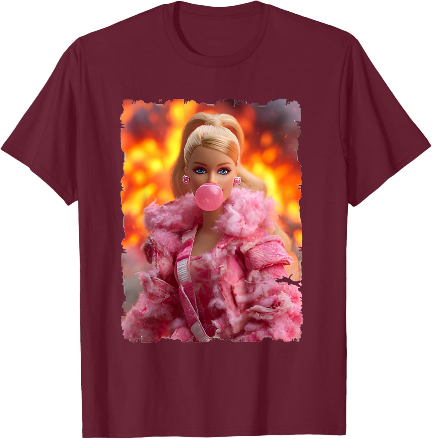 Funny Disgusting Pink Doll face Meme T-Shirt - T-Shirt | Maroon
