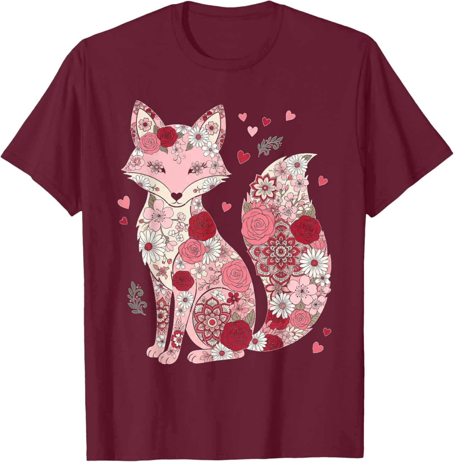 Love Fox Valentine Cute Foxes Lover Valentines Day T-Shirt - T-Shirt | Maroon