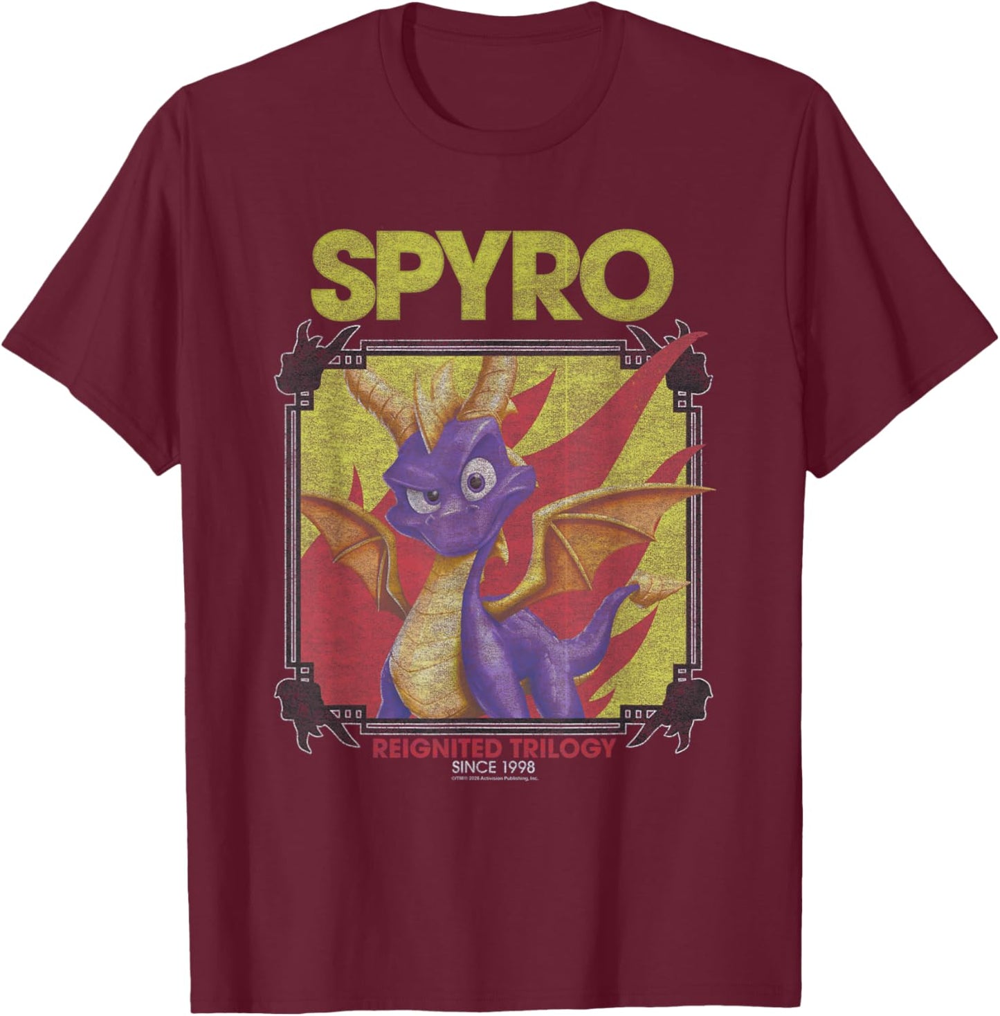 Reignited Trilogy Vintage Fantasy Dragon Video Game T-Shirt - T-Shirt | Maroon