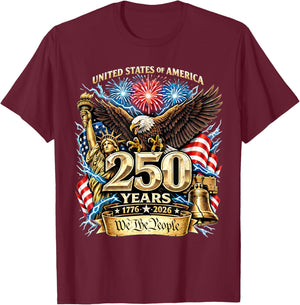 Vintage We The People 250 Years Freedom 1776-2026 Men Women T-Shirt - T-Shirt | Maroon