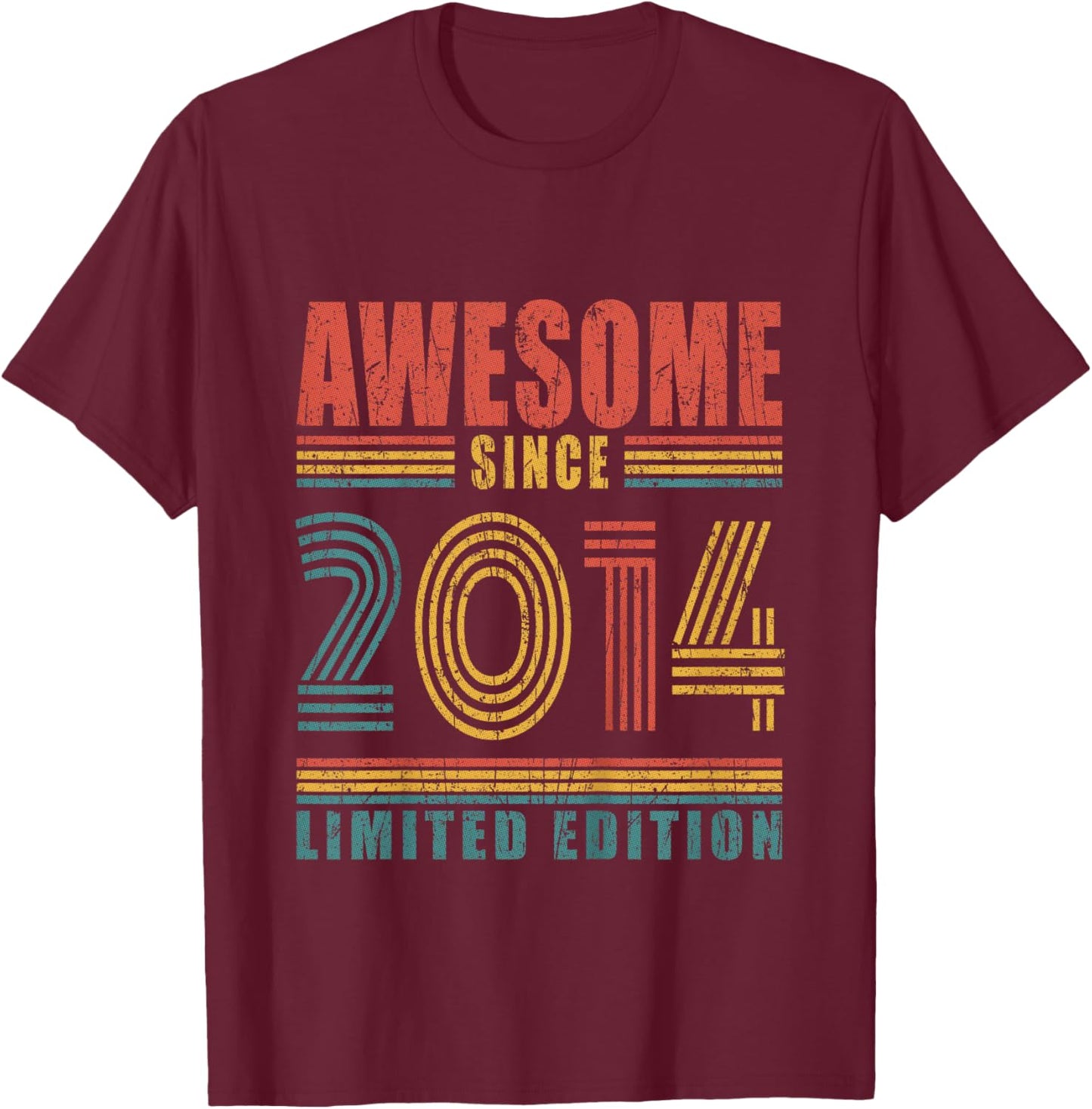 12th Birthday Awesome Since 2014 Vintage 12 Birthday T-Shirt - T-Shirt | Maroon