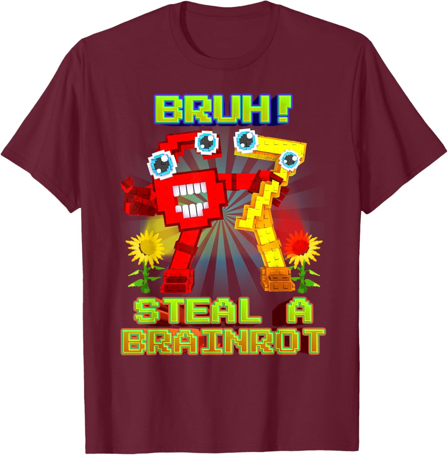 Bruh Secret 67 Six Seven 6-7 Brainrot for Boys Kids Teens T-Shirt - T-Shirt | Maroon