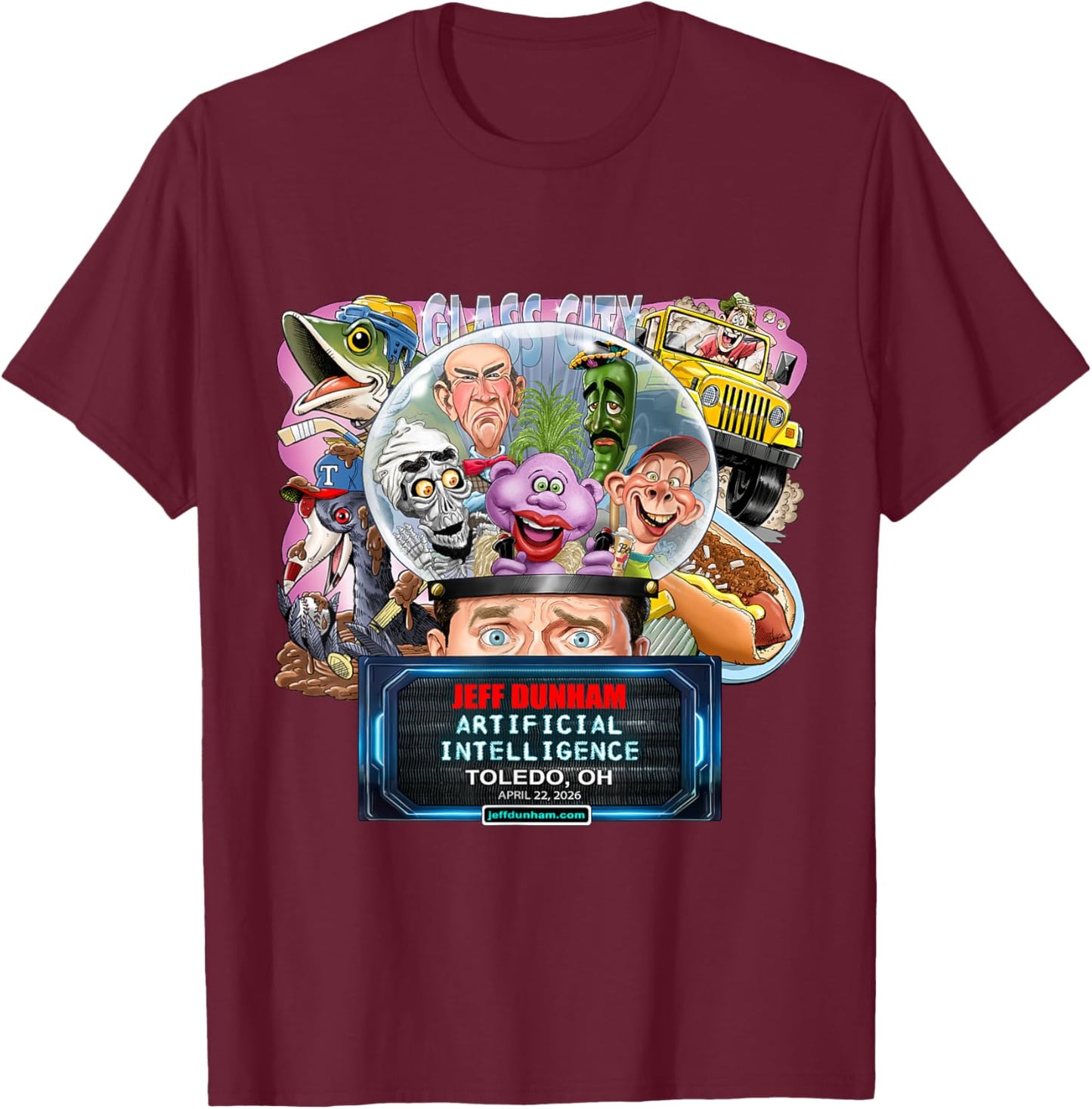 Jeff Dunham Toledo, OH (2026) T-Shirt - T-Shirt | Maroon