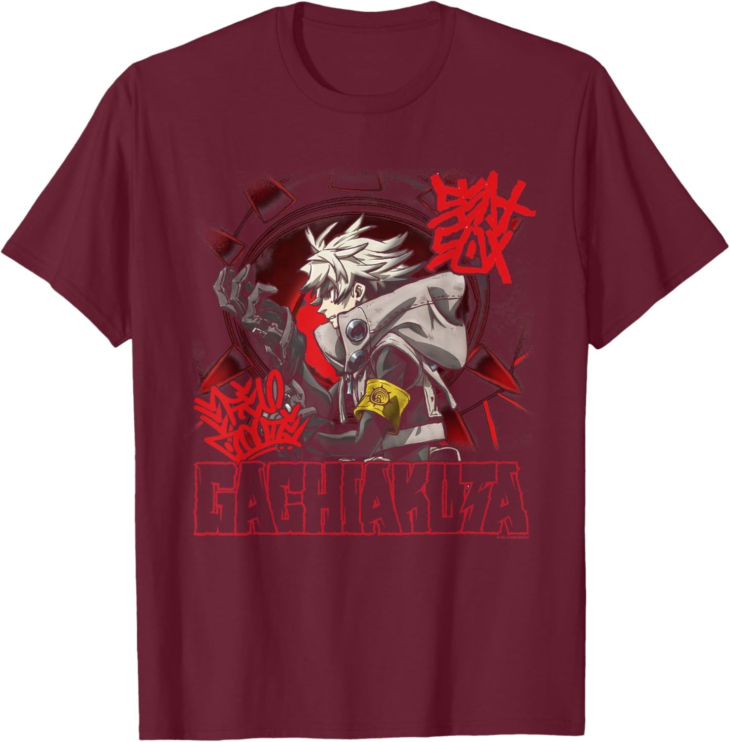 Rudo Graffiti with Eye Portrait and Logo Anime T-Shirt - T-Shirt | Maroon
