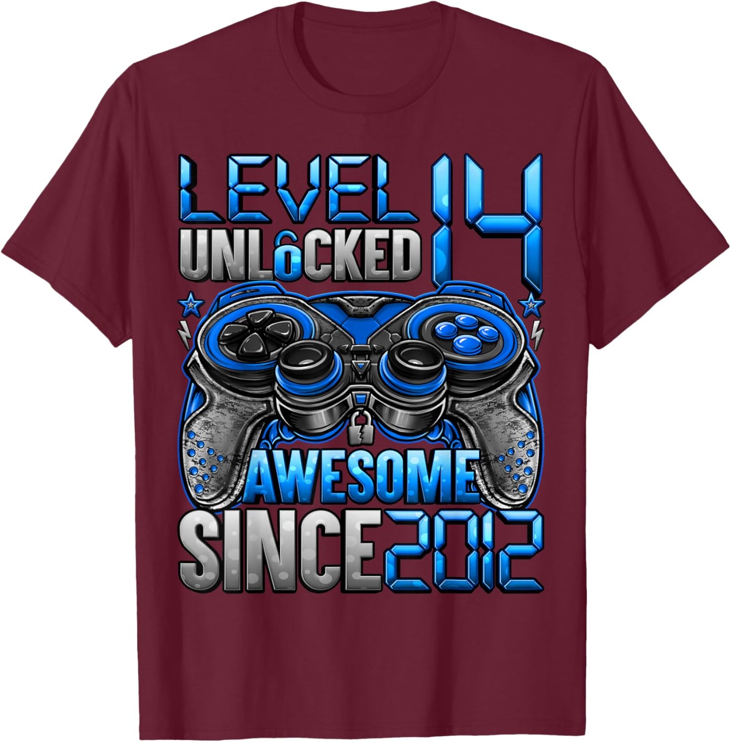 Level 14 Unlocked 14 Year Old Gifts Boys 14th Birthday Boy T-Shirt - T-Shirt | Maroon