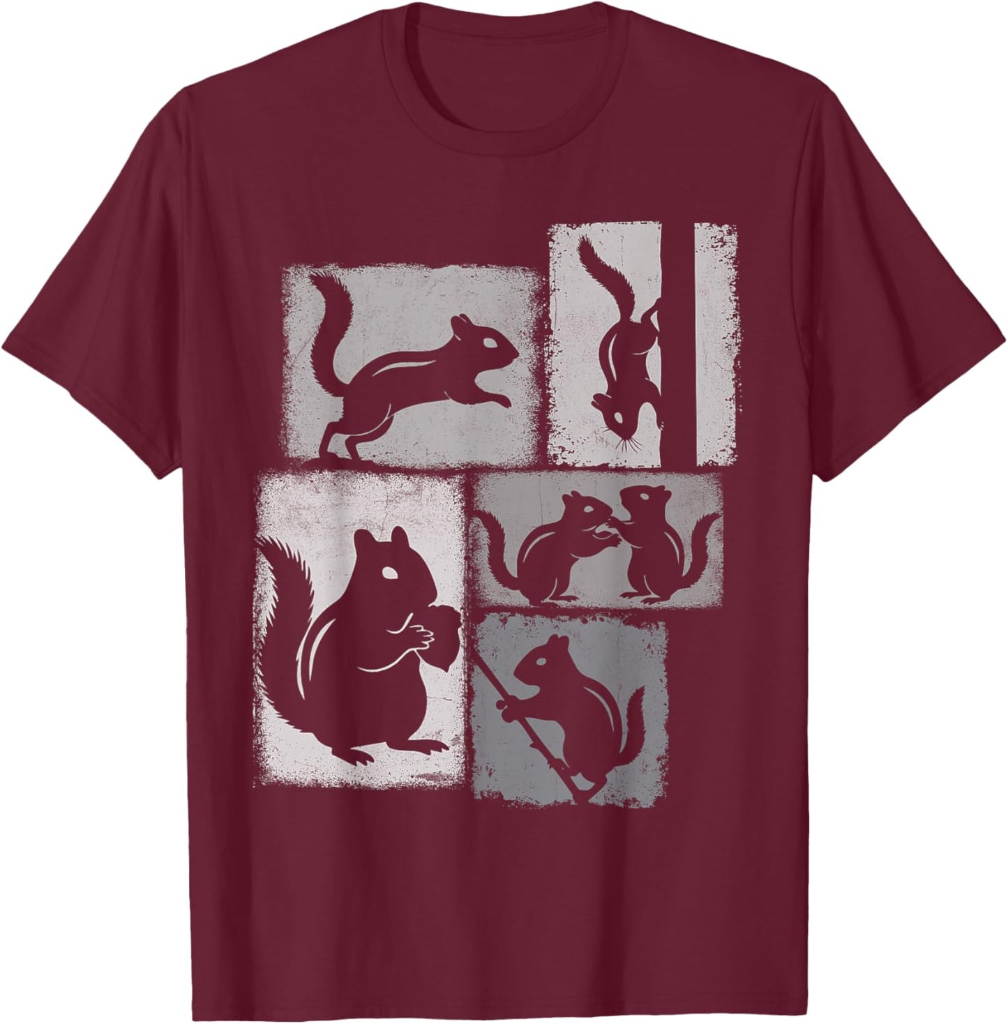 Chipmunk Vintage Collage Wildlife Lover T-Shirt - T-Shirt | Maroon