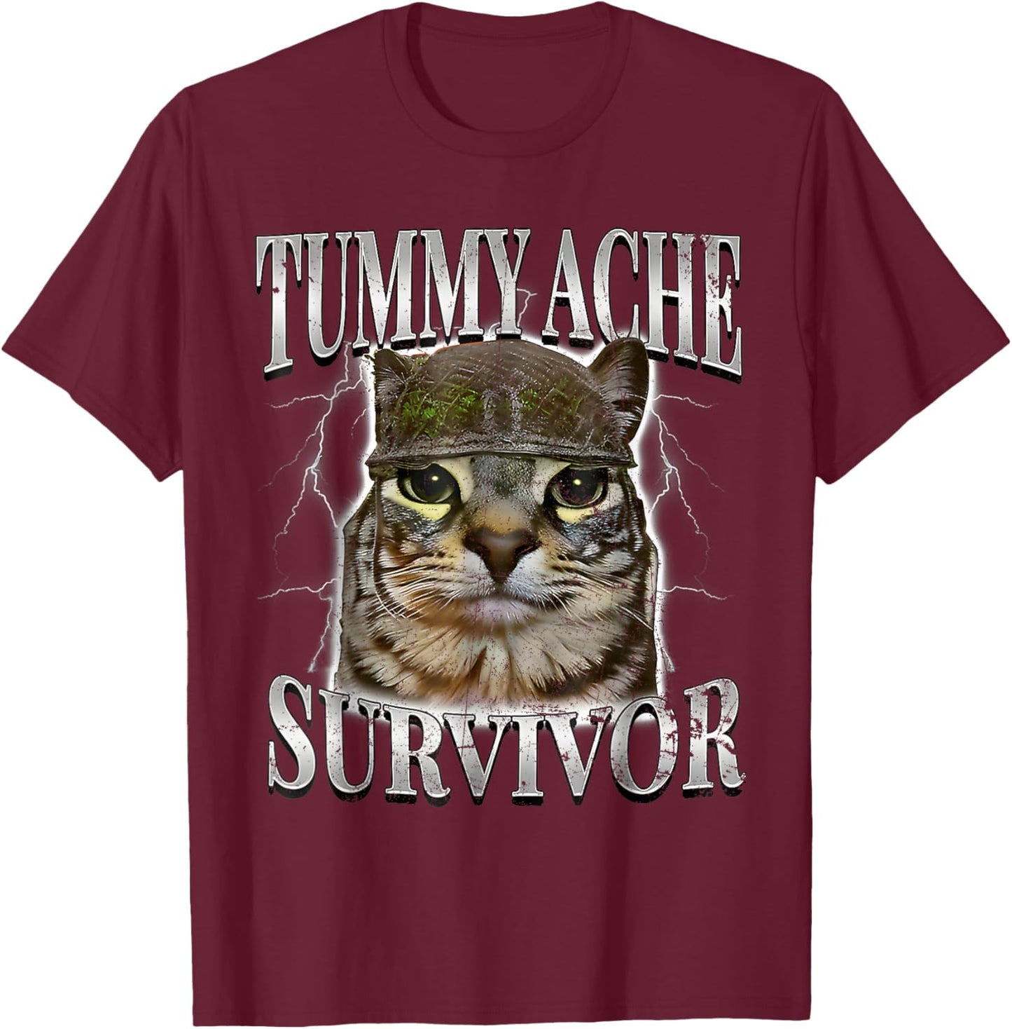 Cats Tummy Ache Survivor Shirt - Cats Tummy Ache Survivor T-Shirt - T-Shirt | Maroon