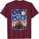 Starry Night Capybara Couple Art Parody Valentine's Day T-Shirt - T-Shirt | Maroon