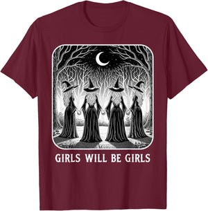 Girls Witchcraft Moon Goth Girl Occult T-Shirt - T-Shirt | Maroon
