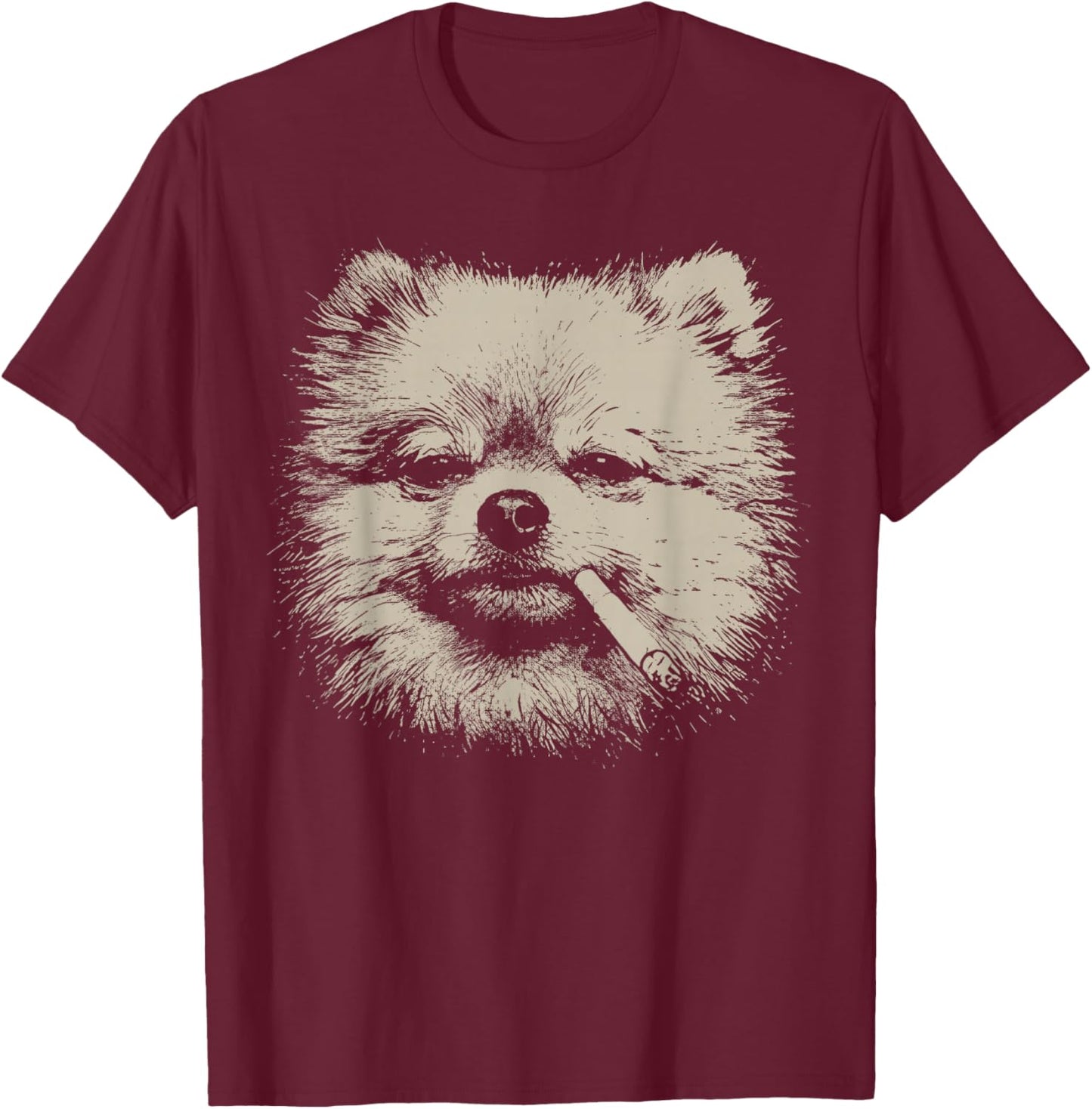 Dog Smoking Meme Funny Pomeranian Dog Meme Pet Lover T-Shirt - T-Shirt | Maroon