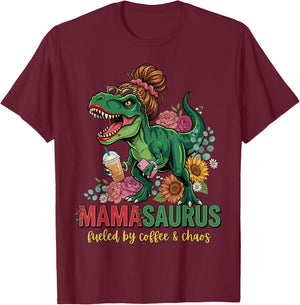 Funny Mom Dinosaur T-Rex Mothers Day Mommy Mamasaurus T-Shirt - T-Shirt | Maroon