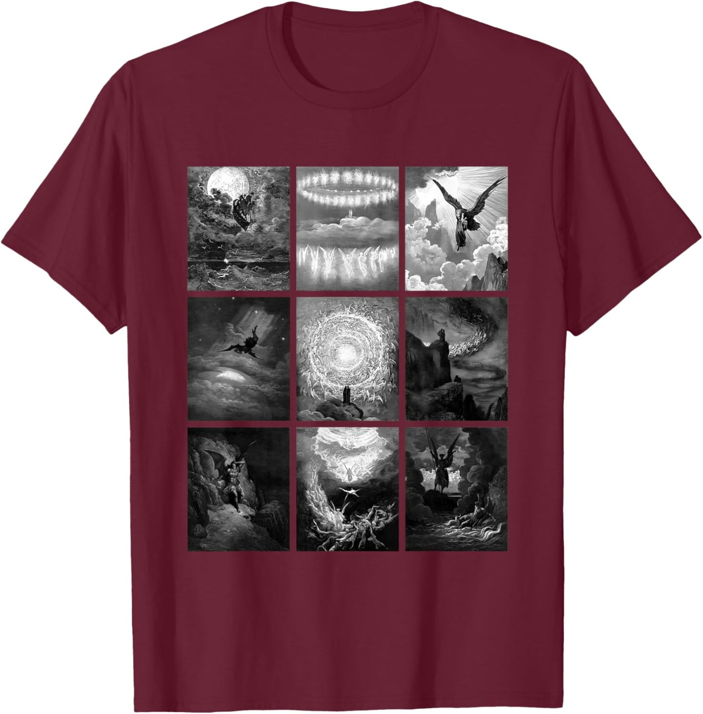 Gustave Dore Famous Illustrations Retro Vintage Classic Art T-Shirt - T-Shirt | Maroon