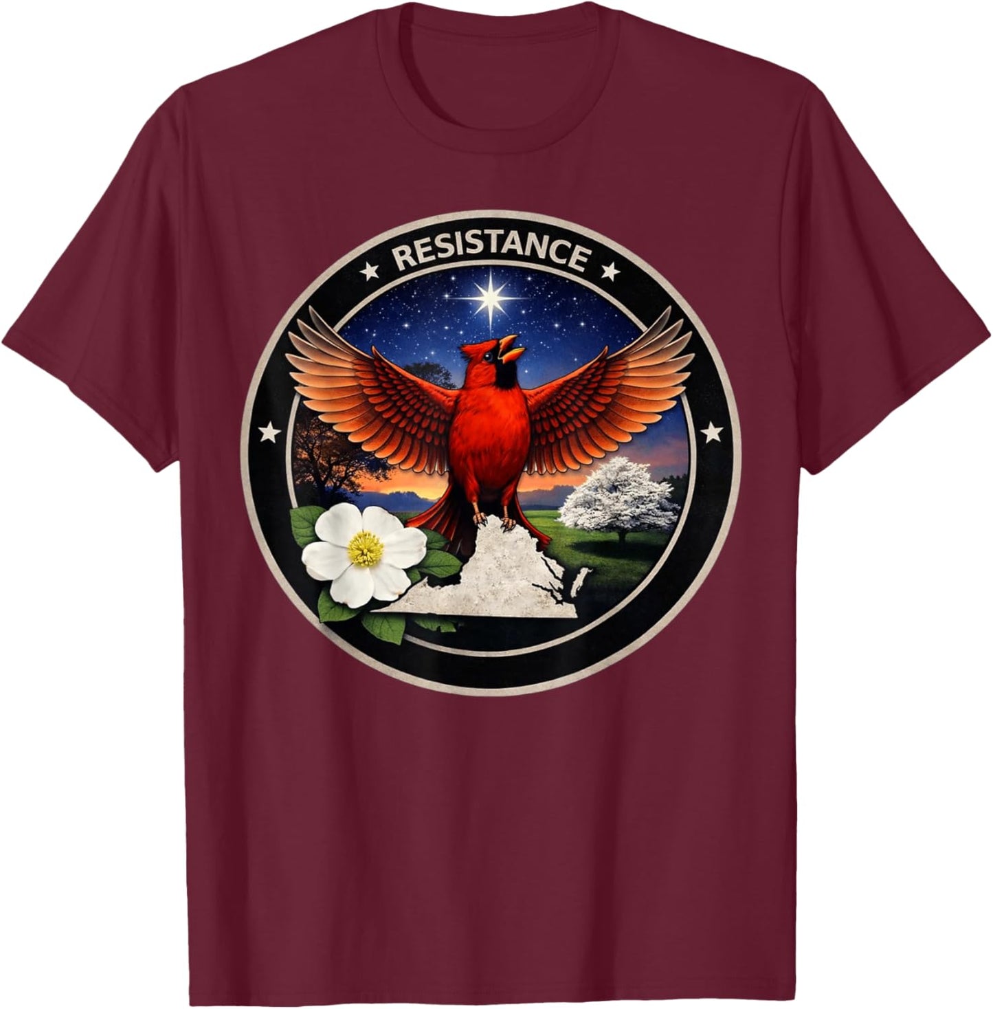 Virginia VA Rebel Bird Alliance Resistance No Kings 2026 T-Shirt - T-Shirt | Maroon