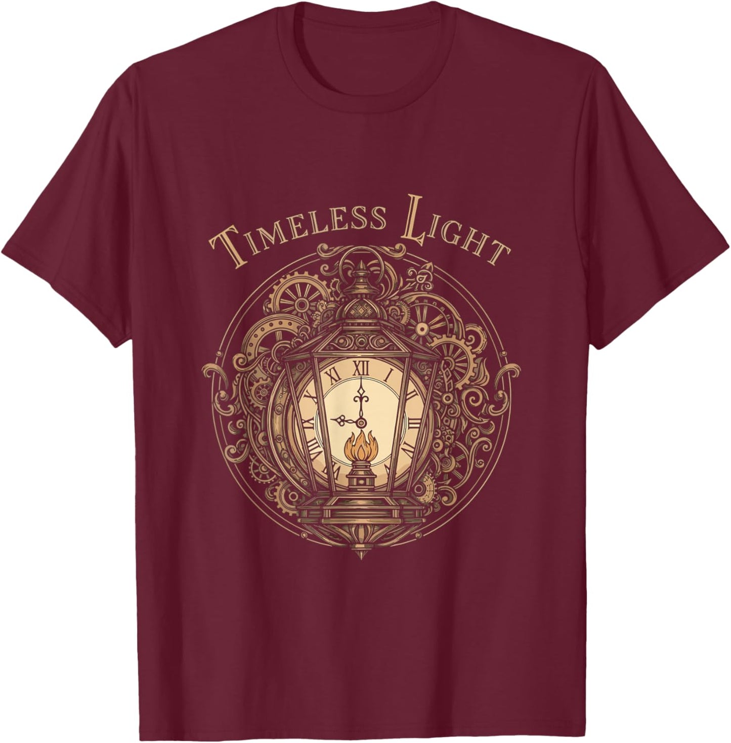 Timeless Light Steampunk Lantern Gearwork Glow Collector T-Shirt - T-Shirt | Maroon