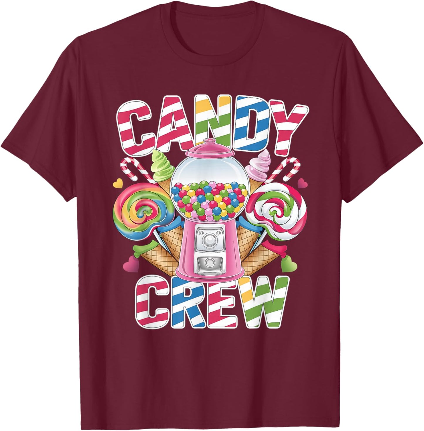 Candy Crew Adult Men Women Kids Christmas Pajamas T-Shirt - T-Shirt | Maroon