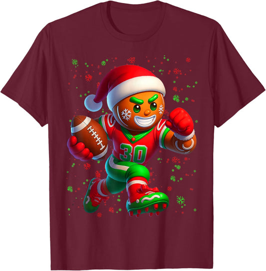 Funny Gingerbread Football Snowflake Christmas Xmas Men Boys T-Shirt - T-Shirt | Maroon
