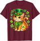 St Patricks Day Cat Leprechaun Hat Shamrock Saint Pattys Day T-Shirt - T-Shirt | Maroon