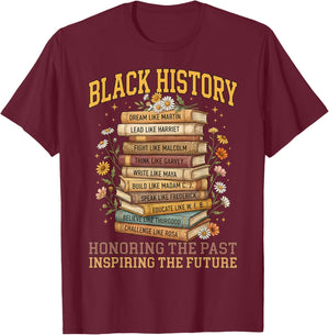 Black History Month Teacher Past Inspiring The Future T-Shirt - T-Shirt | Maroon
