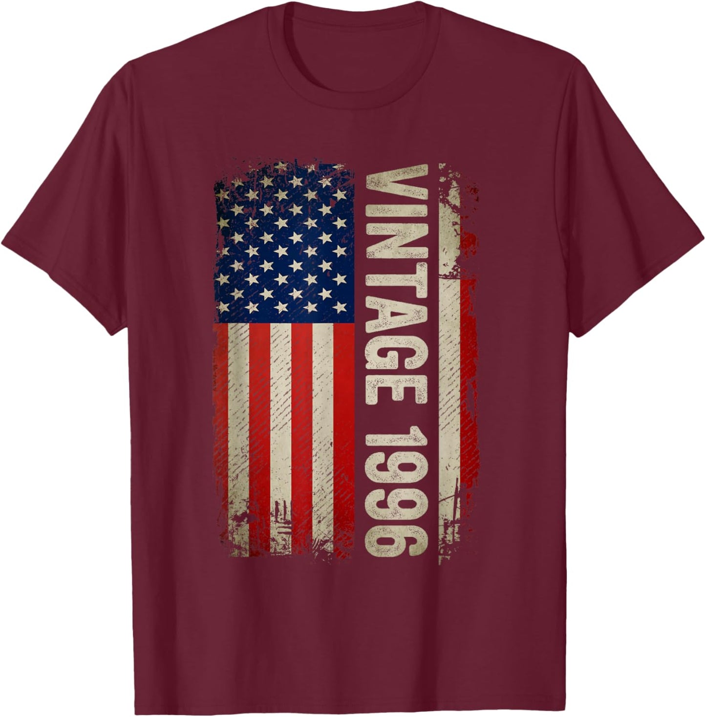 30 Year Old Gift Vintage 1996 American Flag 30th Birthday T-Shirt - T-Shirt | Maroon